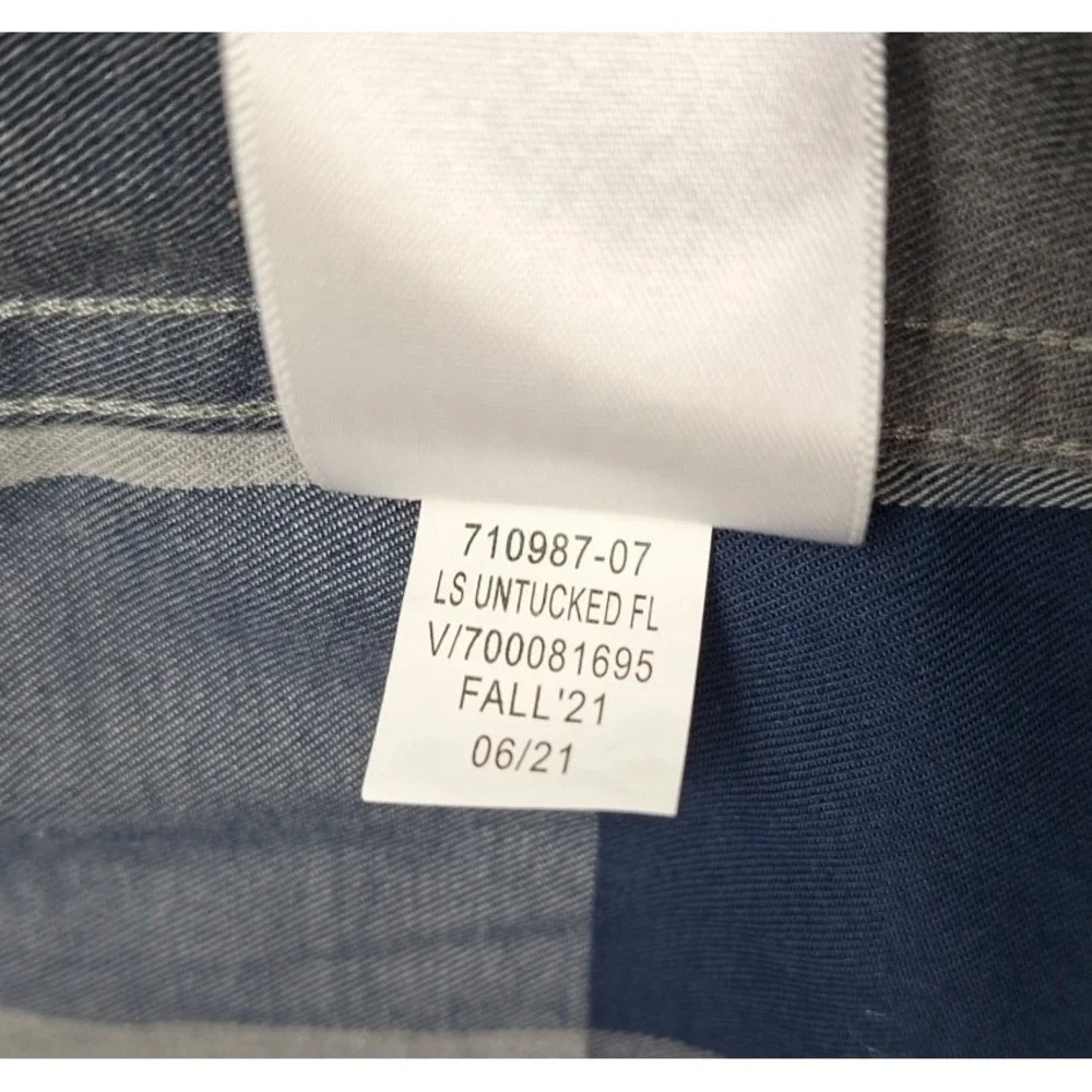 NEW‎ Banana Republic XL Untucked Slim Fit Flannel Shirt Mens Blue Grey Plaid NOS